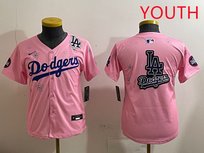 Youth Los Angeles Dodgers Blank Pink Sakura Edition 2025 Nike MLB Jersey style 23->youth mlb jersey->Youth Jersey